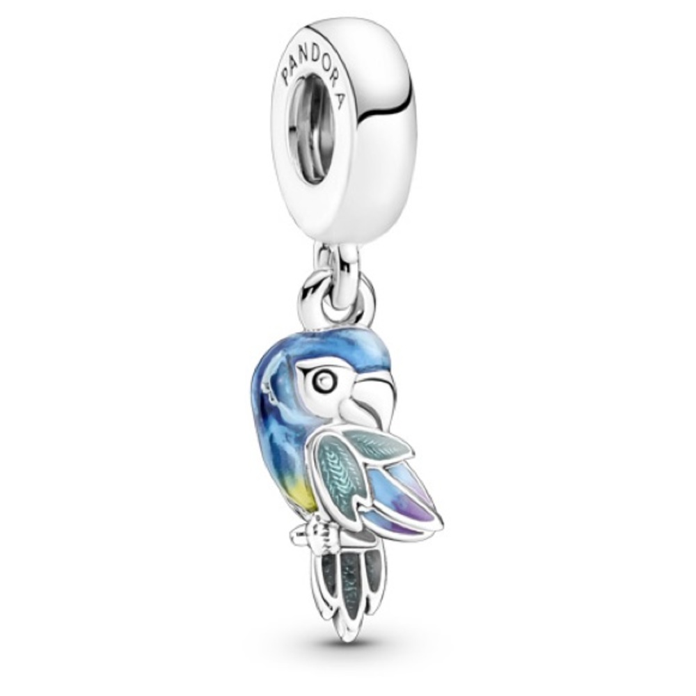 Pandora Blue Parrot Dangle Charm - Enamel Bird Pendant